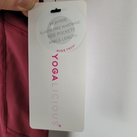 Yogalicious Lux Leggings Hi-Rise Ankle Length Stretch Legging Burnt Raspberry M - Picture 10 of 11